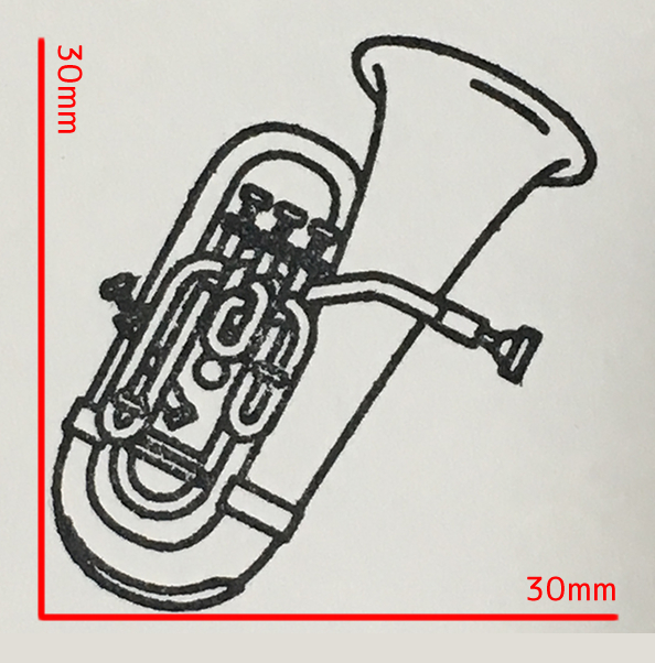 吹奏楽楽譜販売 Asks Winds 楽器イラストゴム印 がっきスタンプ 3cmタイプ ユーフォニアム